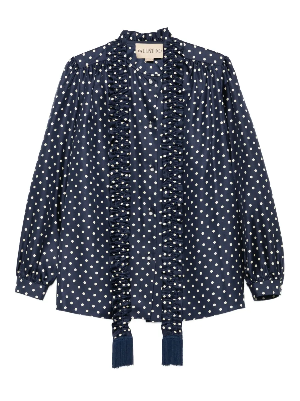 Valentino Garavani polka-dot ruffled shirt Blauw