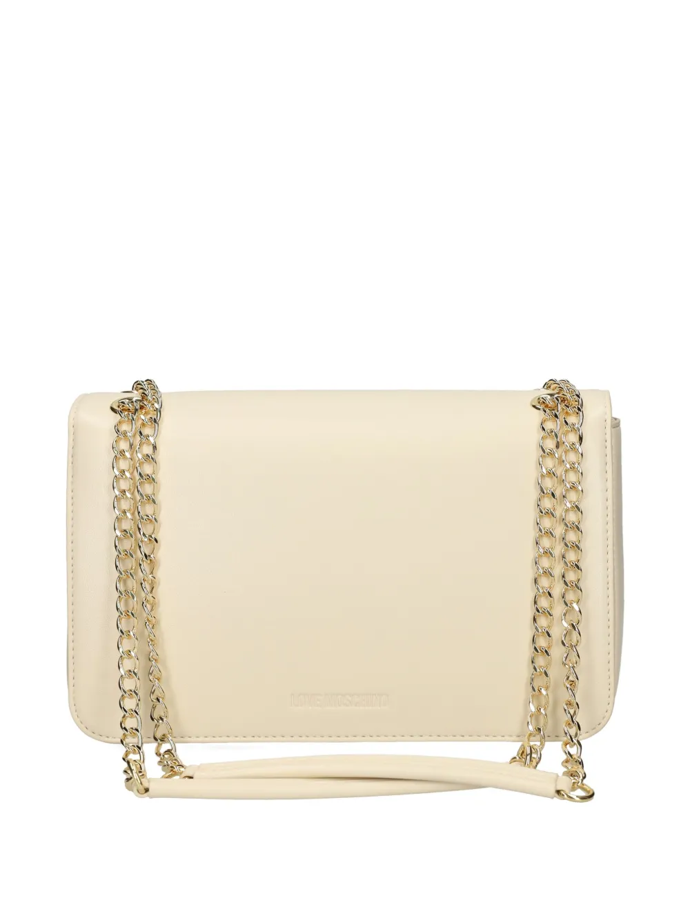 Love Moschino heart-plaque chain shoulder bag Beige
