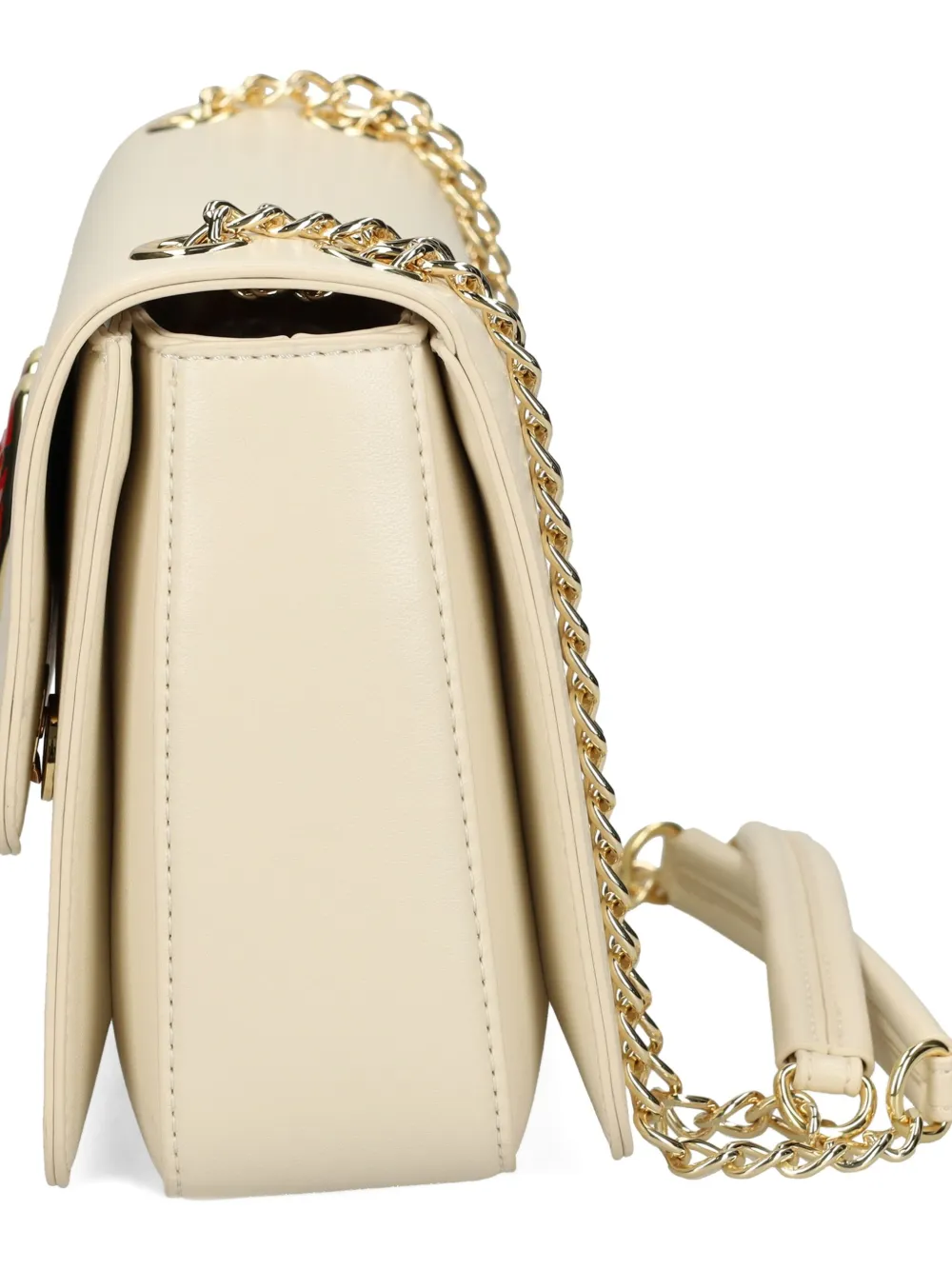 Love Moschino heart-plaque chain shoulder bag Beige