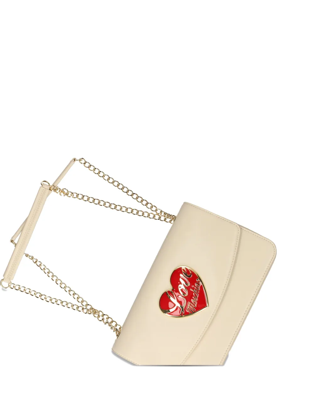 Love Moschino heart-plaque chain shoulder bag Beige