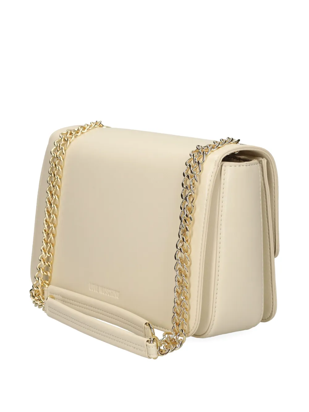 Love Moschino heart-plaque chain shoulder bag Beige
