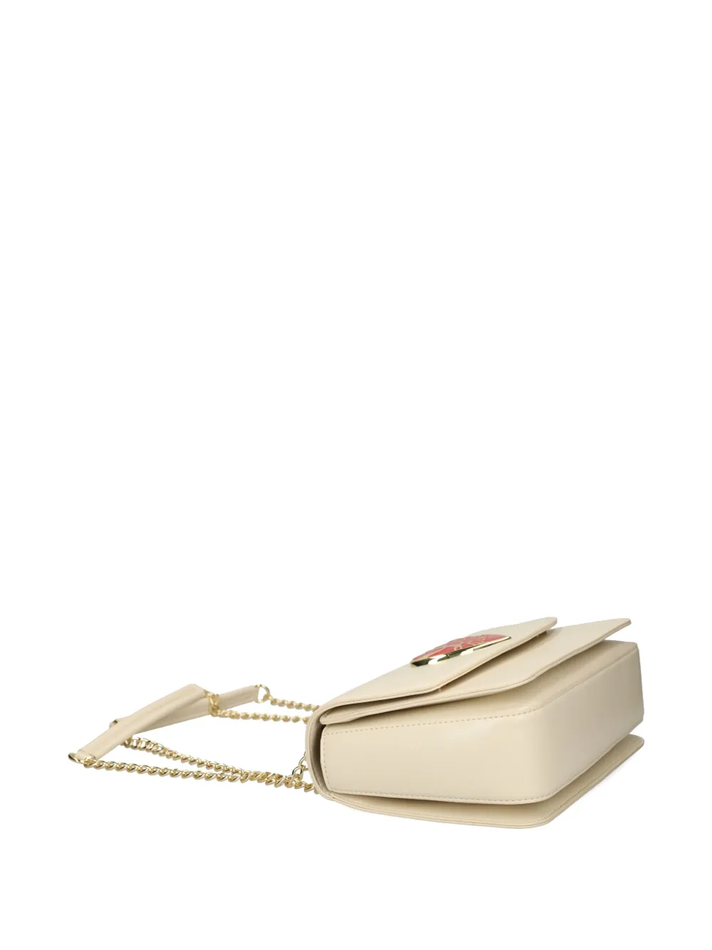 Love Moschino heart-plaque chain shoulder bag Beige