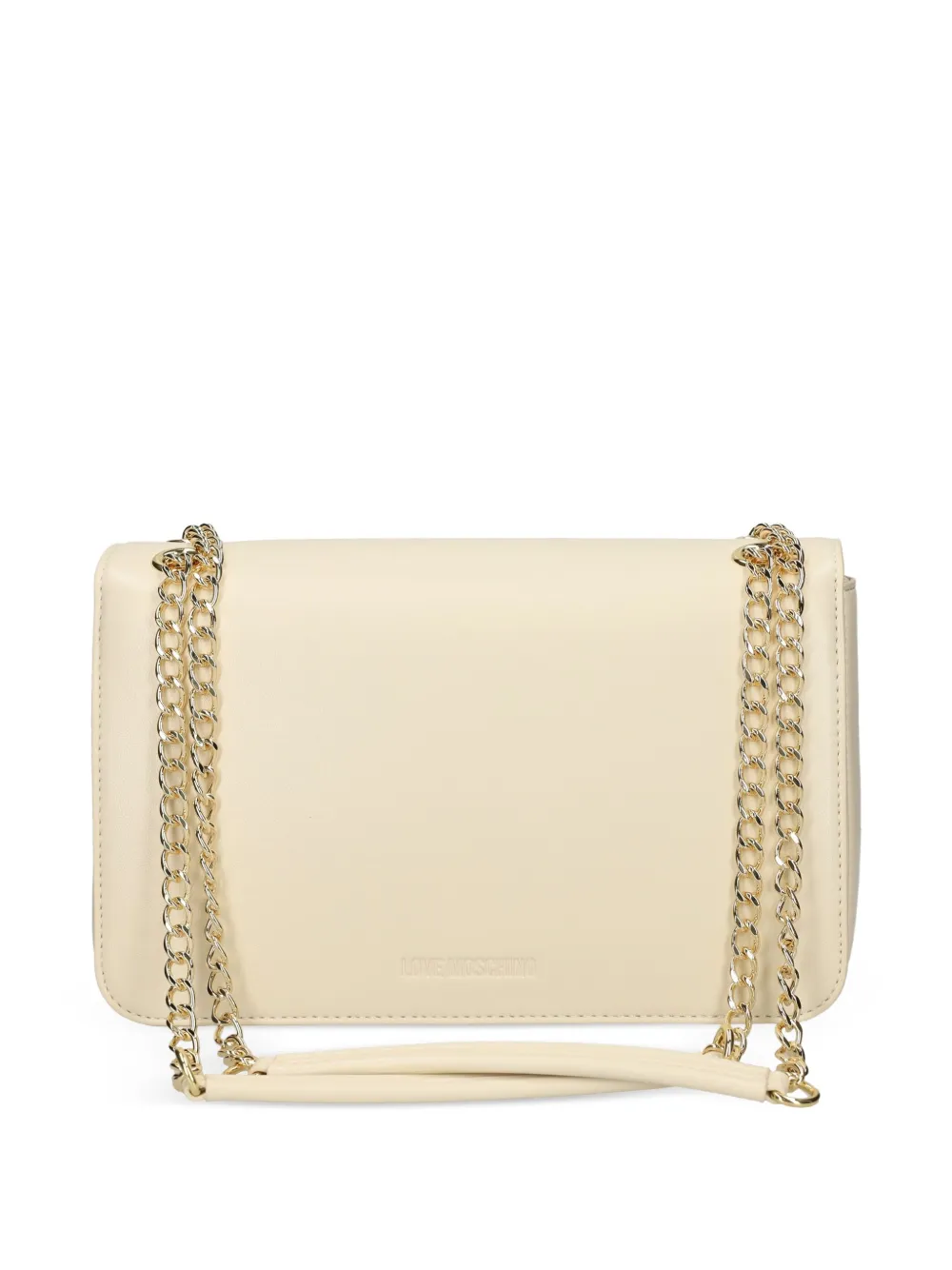 Love Moschino Schoudertas met hartplakkaat en ketting - Beige