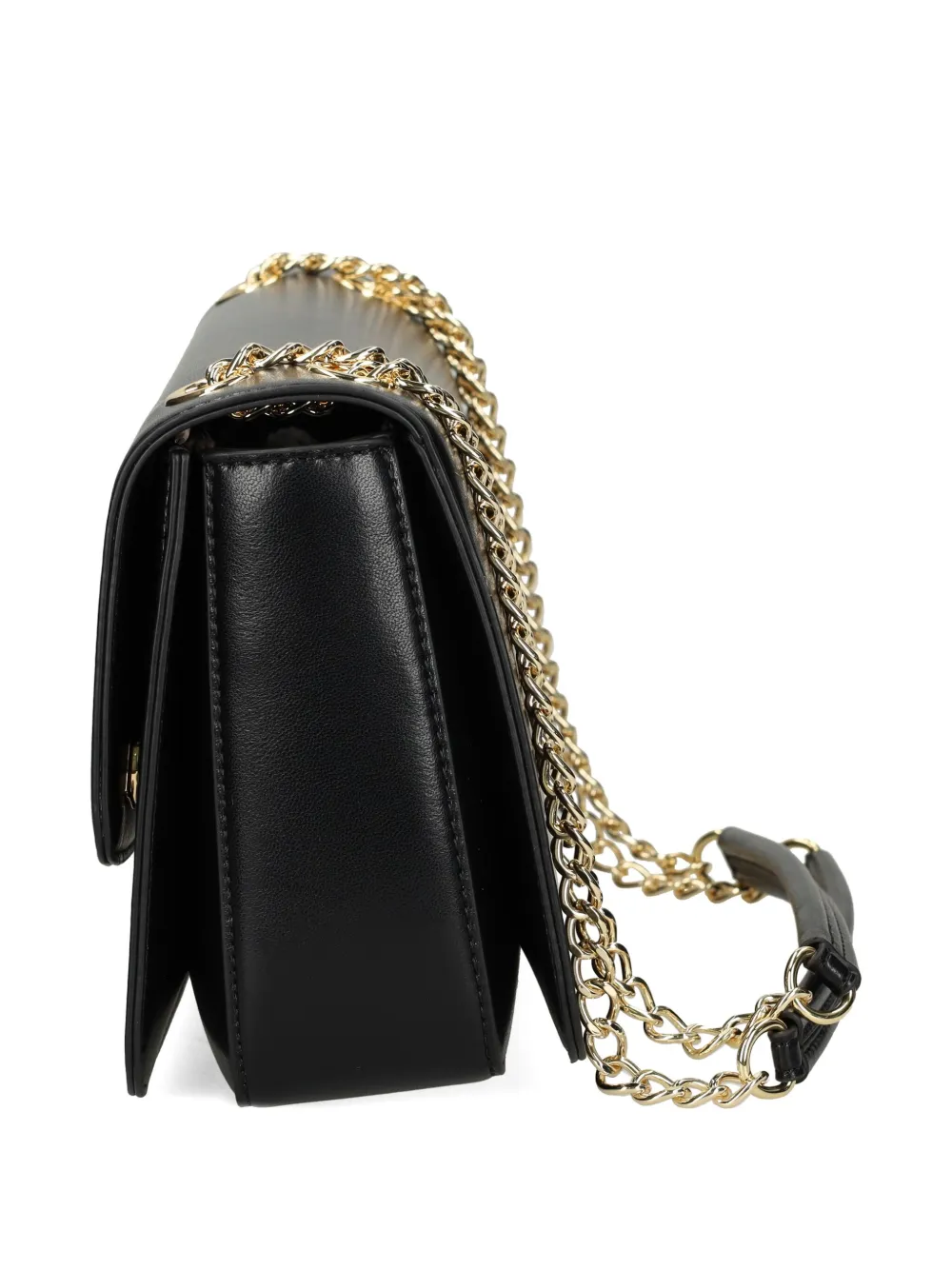 Love Moschino heart-plaque chain shoulder bag Zwart