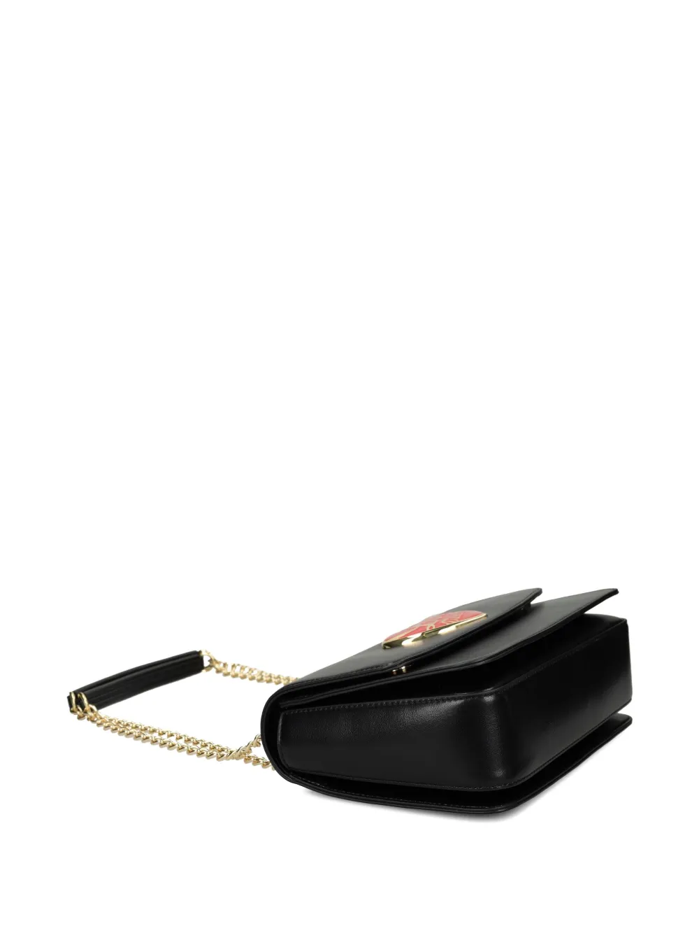 Love Moschino heart-plaque chain shoulder bag Zwart