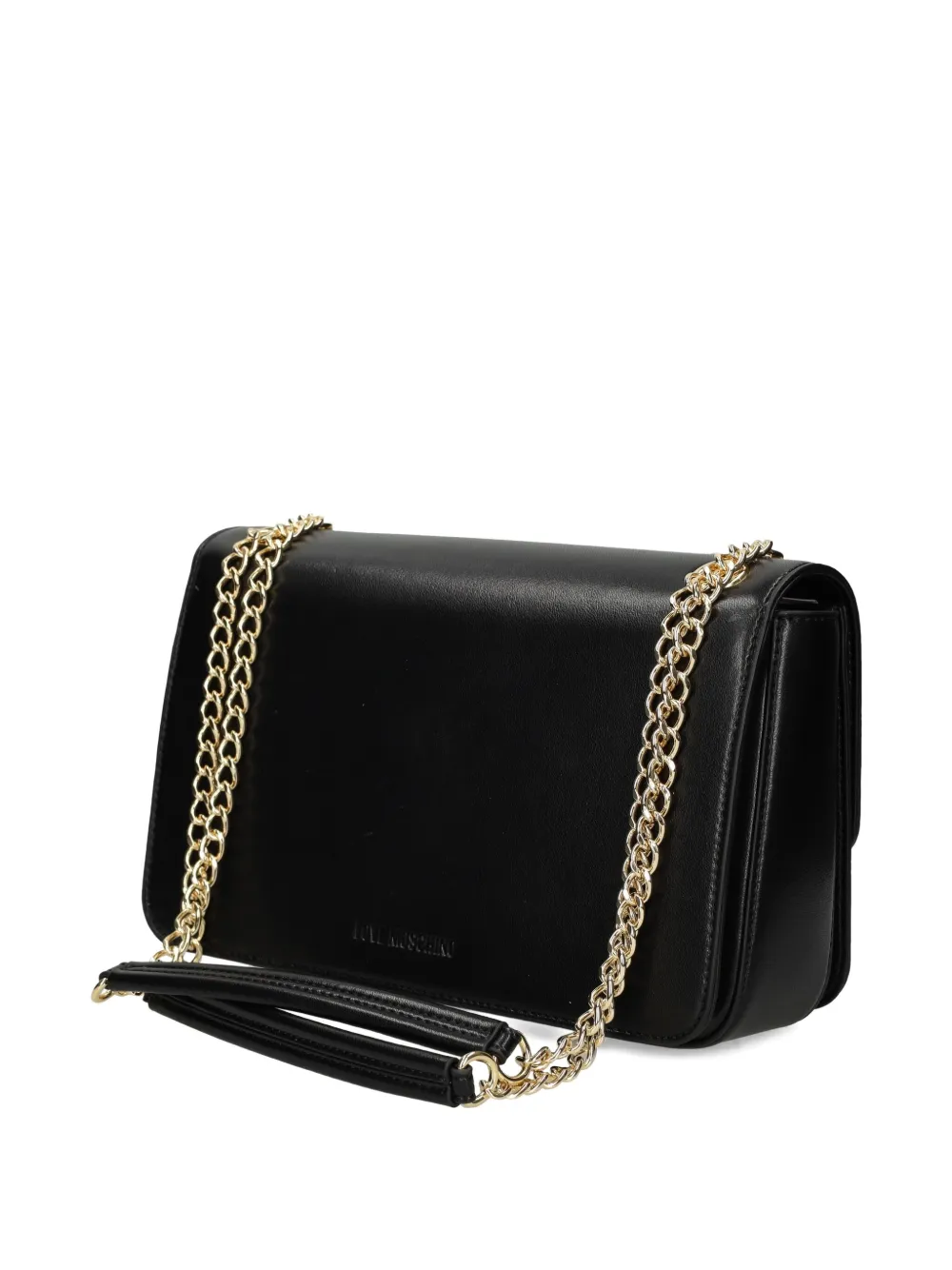 Love Moschino heart-plaque chain shoulder bag Zwart