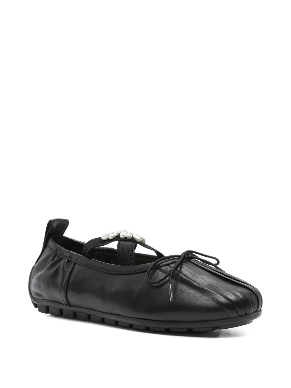 Simone Rocha jewel-embellished leather ballet flats Black
