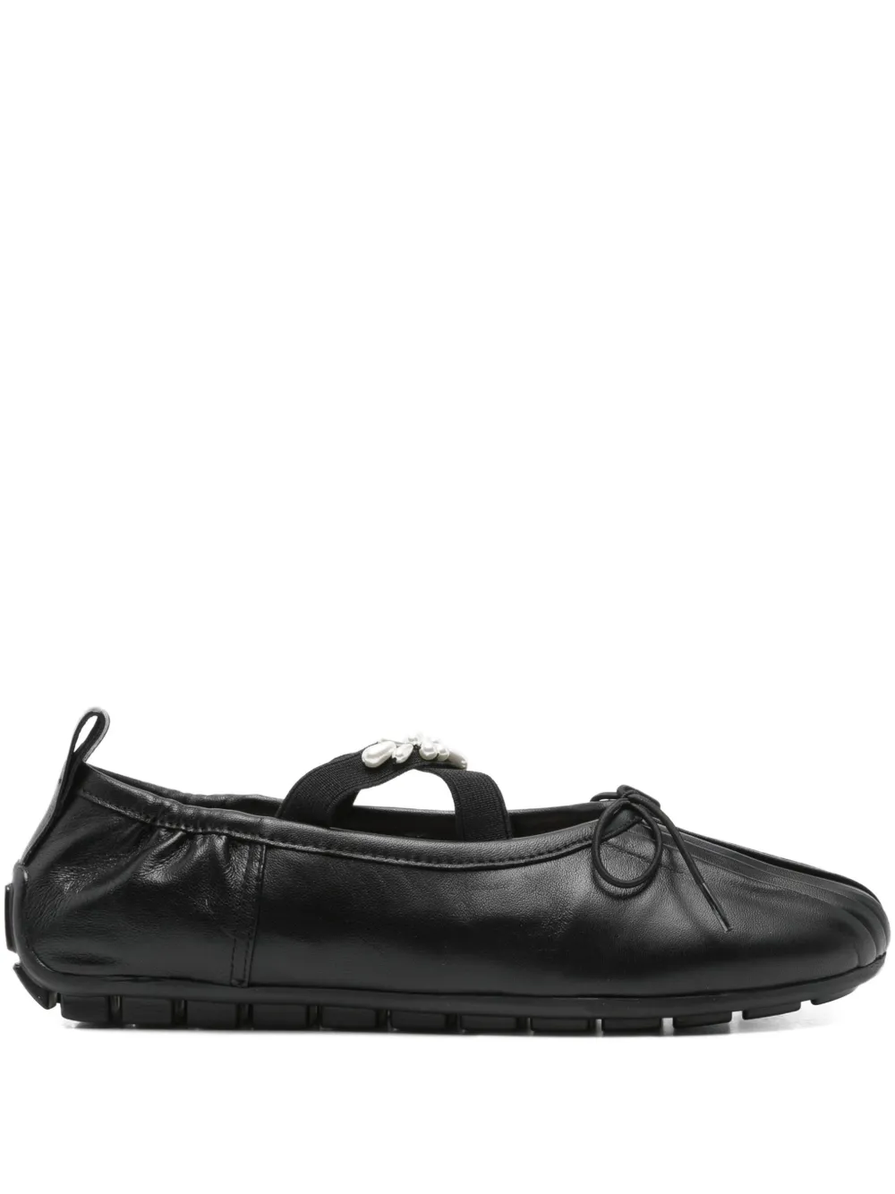 Simone Rocha jewel-embellished leather ballet flats Black