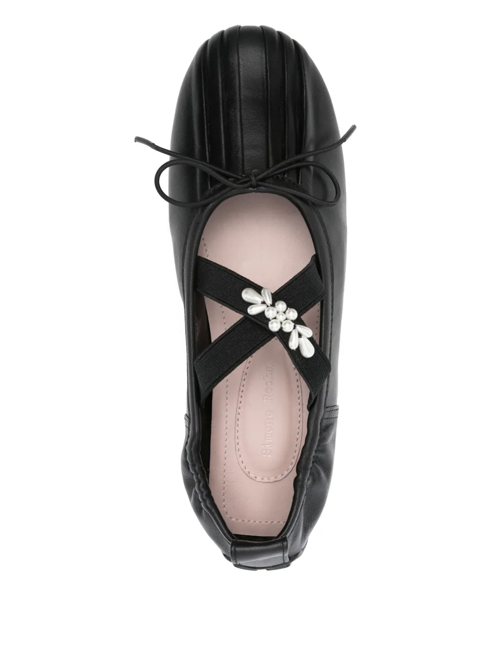 Simone Rocha jewel-embellished leather ballet flats Black