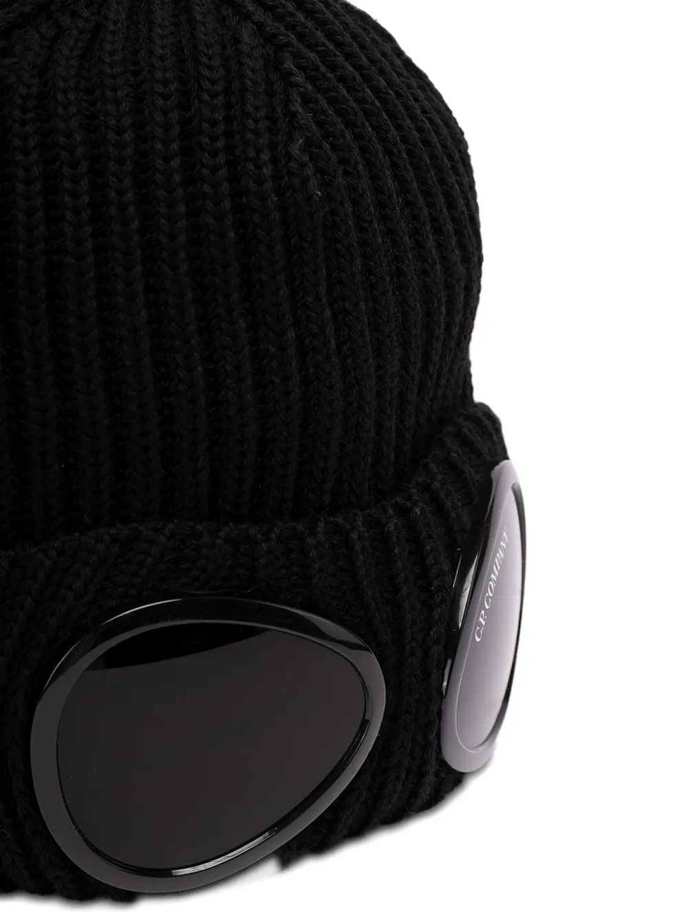 C.P. Company goggle ribbed hat - Zwart