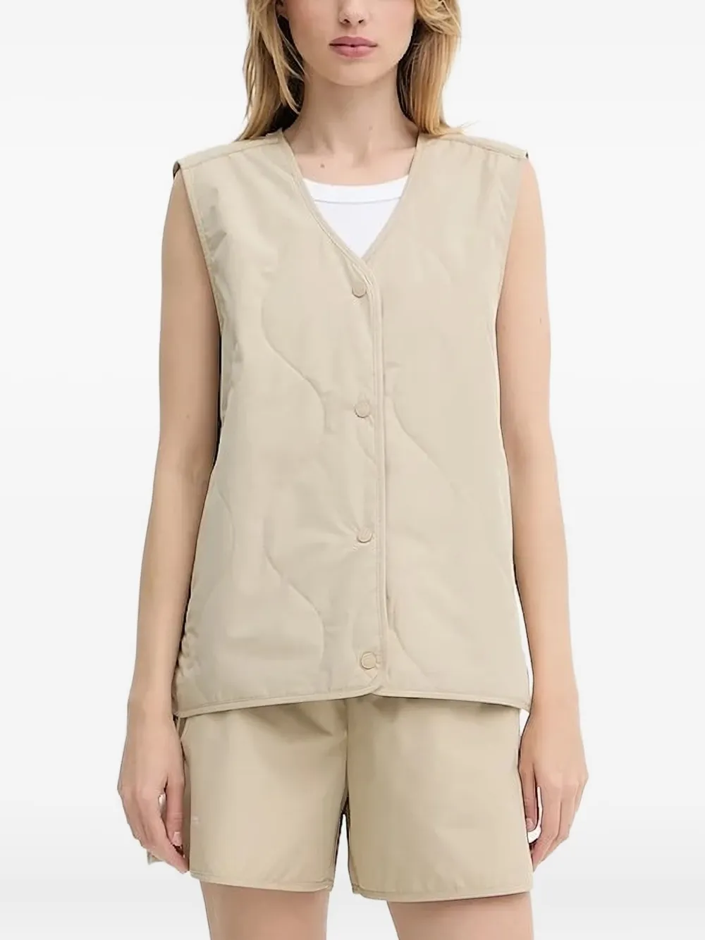 SAMSOE Gewatteerde bodywarmer met knoopsluiting Beige