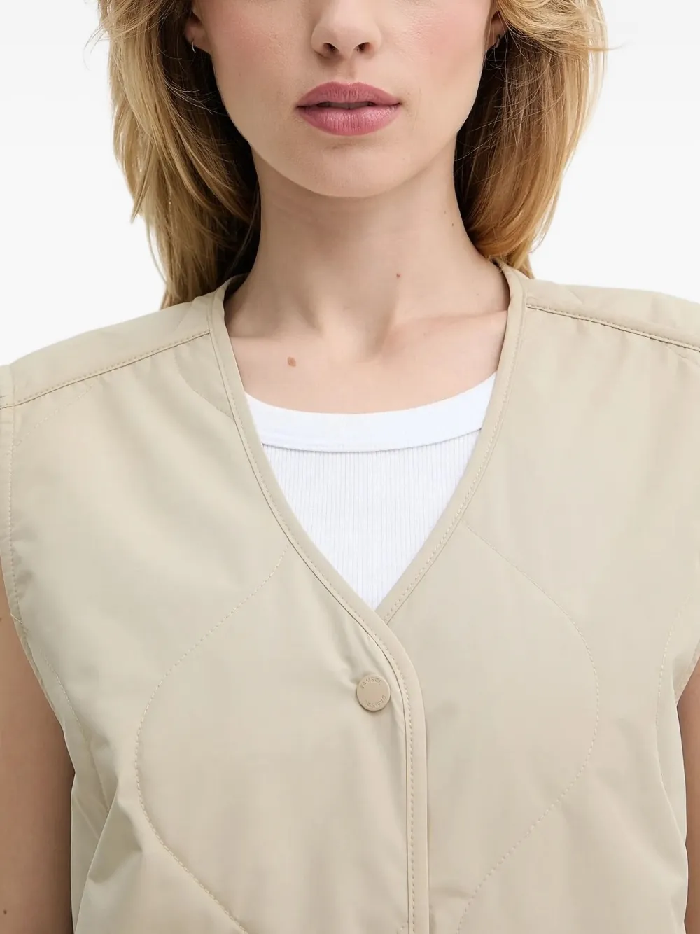 SAMSOE Gewatteerde bodywarmer met knoopsluiting Beige