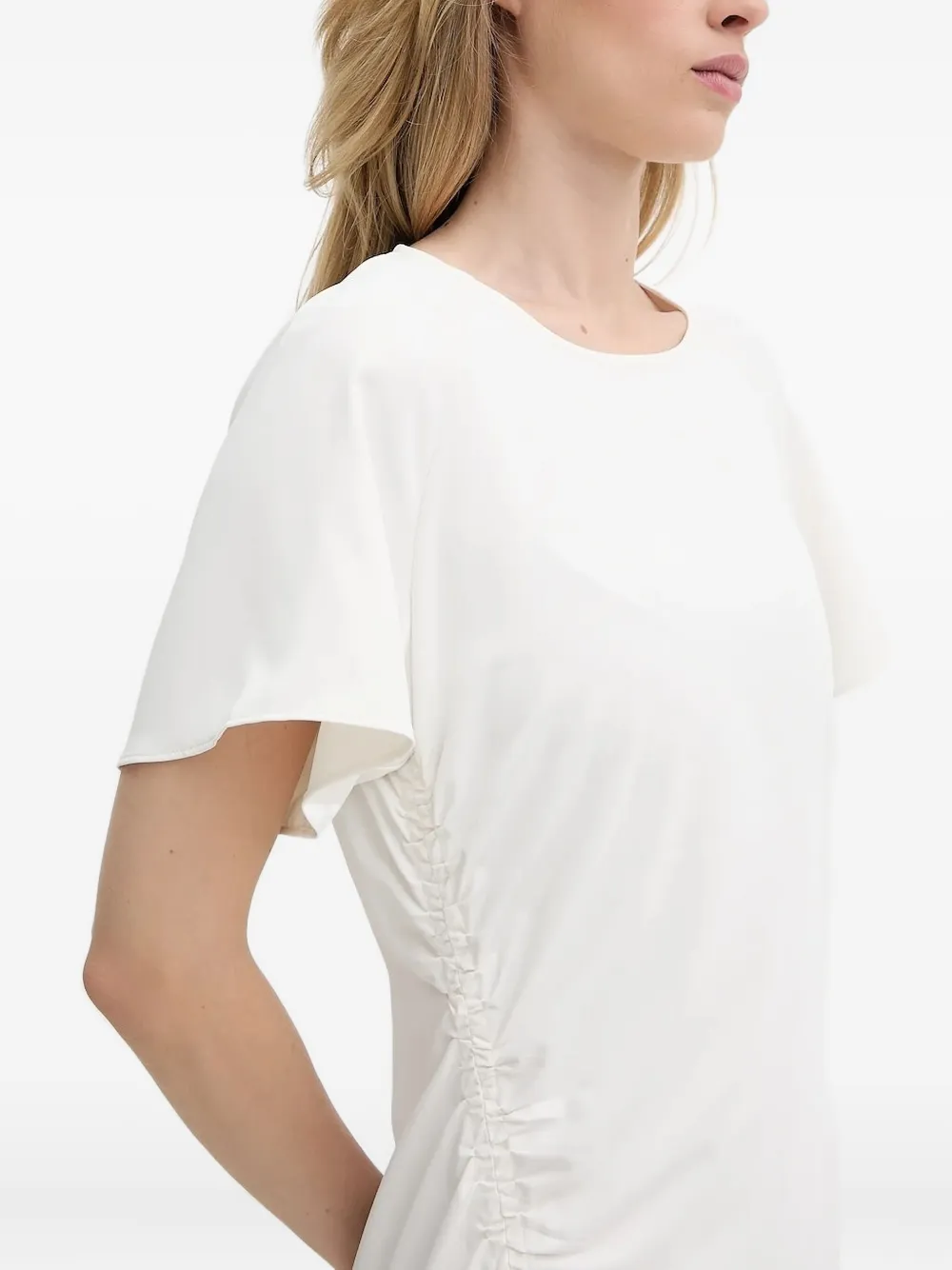 SAMSOE ruched midi dress Wit