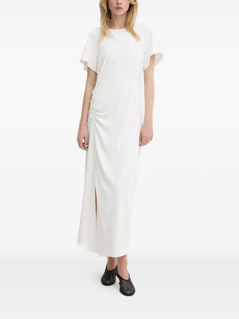 SAMSOE SAMSOE ruched midi dress | White | Image 1