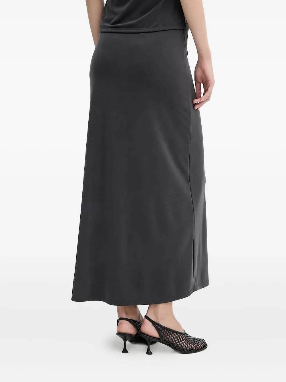 SAMSOE side-slit midi skirt Zwart