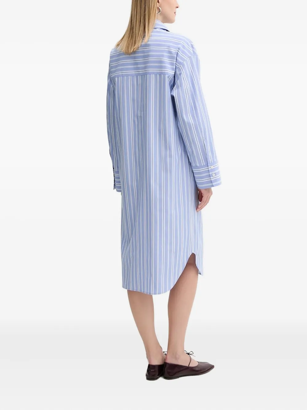 SAMSOE SAMSOE Sacatan gestreepte blousejurk met trekkoord - Blauw