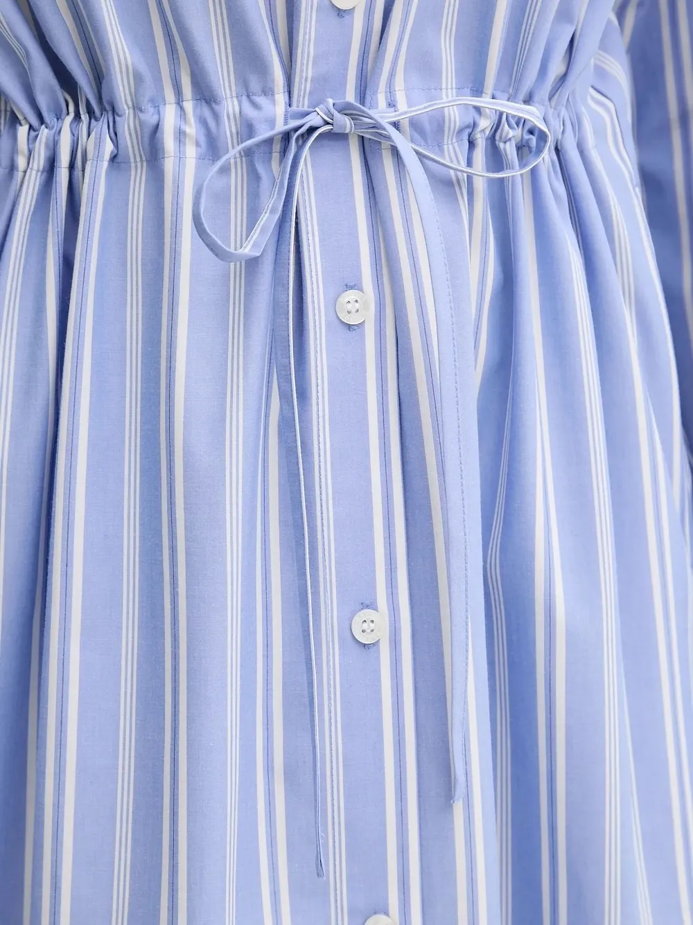 Samsoe & Samsoe Sacatan Striped Drawstring Shirt Dress In Gray