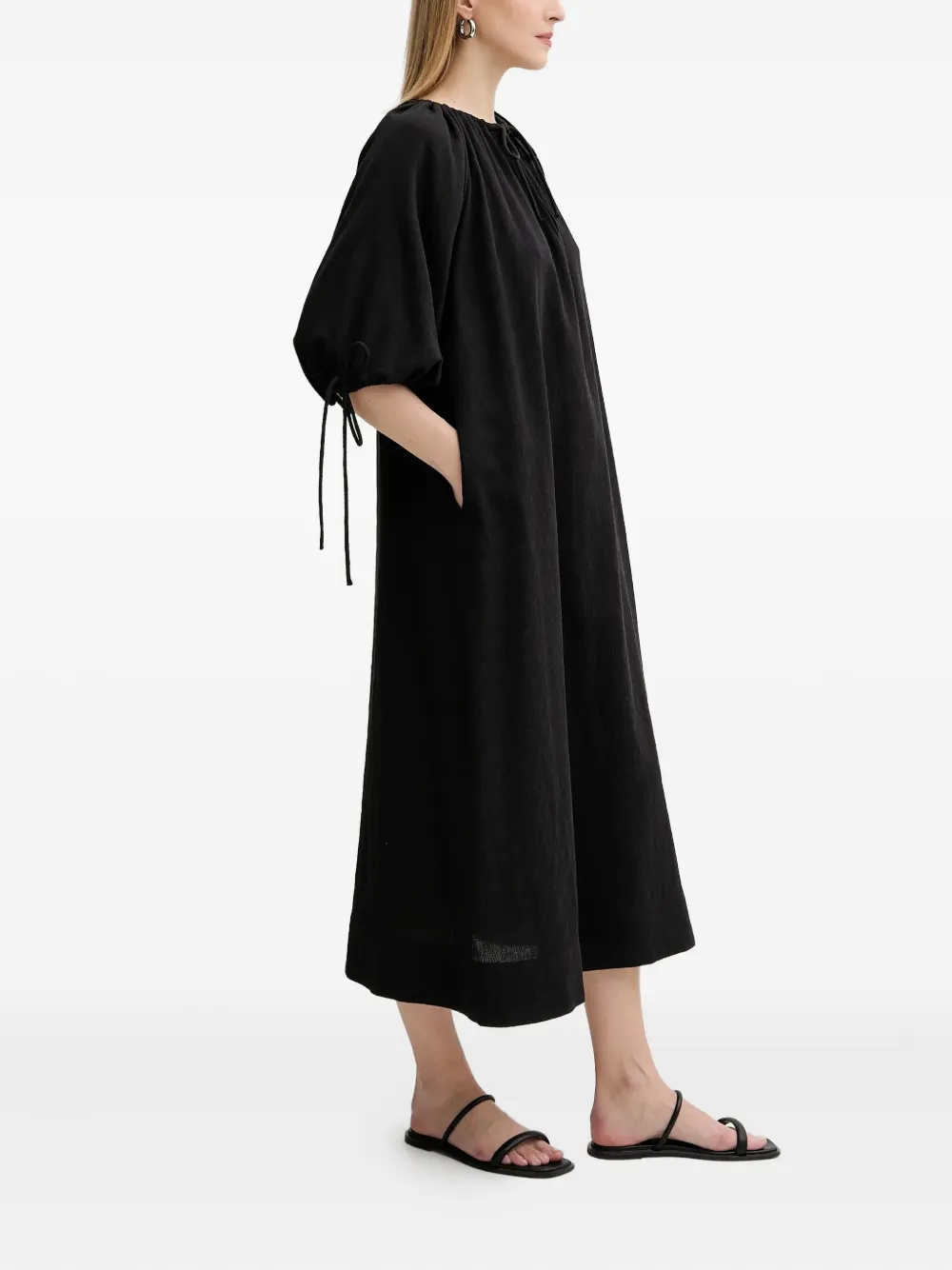 SAMSOE Samatera midi-jurk met gestrikt detail Zwart