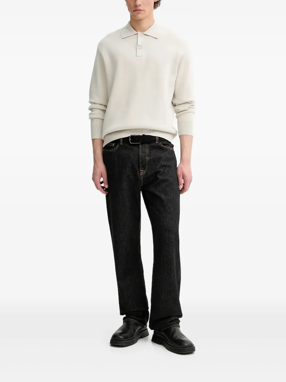 Samsoe & Samsoe Sanino Polo-neck Knitted Sweater In Neutral