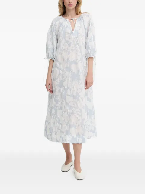 SAMSOE SAMSOE floral-pattern tie-detail midi dress