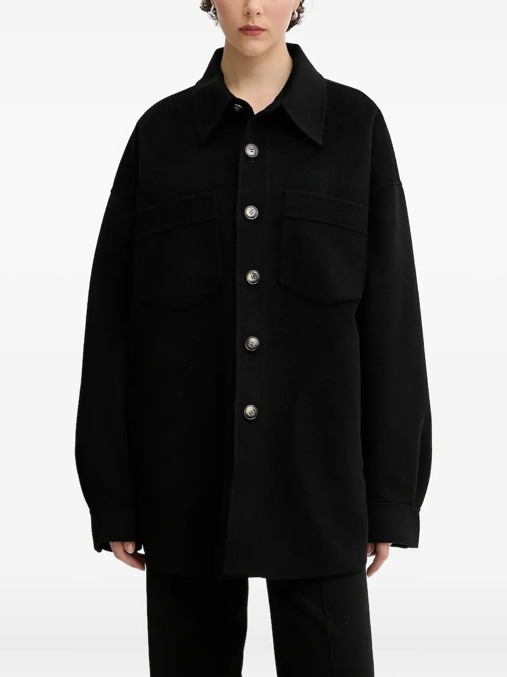Nanushka button-fastening shirt jacket Zwart