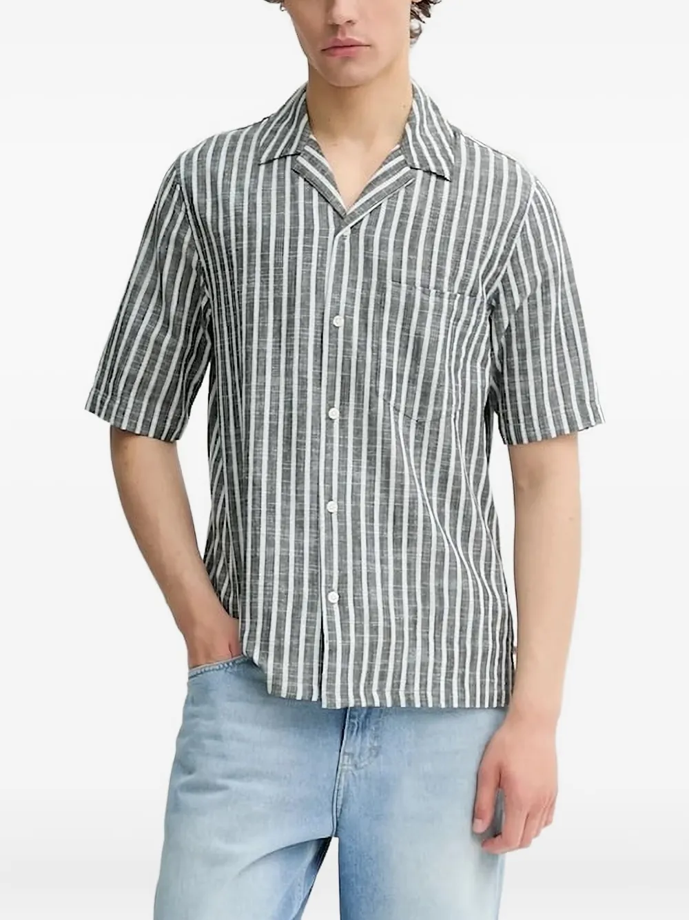 SAMSOE SAMSOE striped short-sleeve shirt | Grey | Image 1