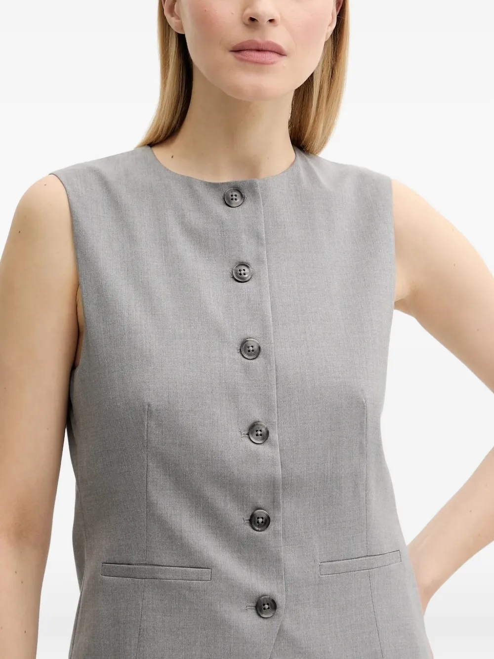 Samsoe & Samsoe Button-fastening Sleeveless Top In Gray