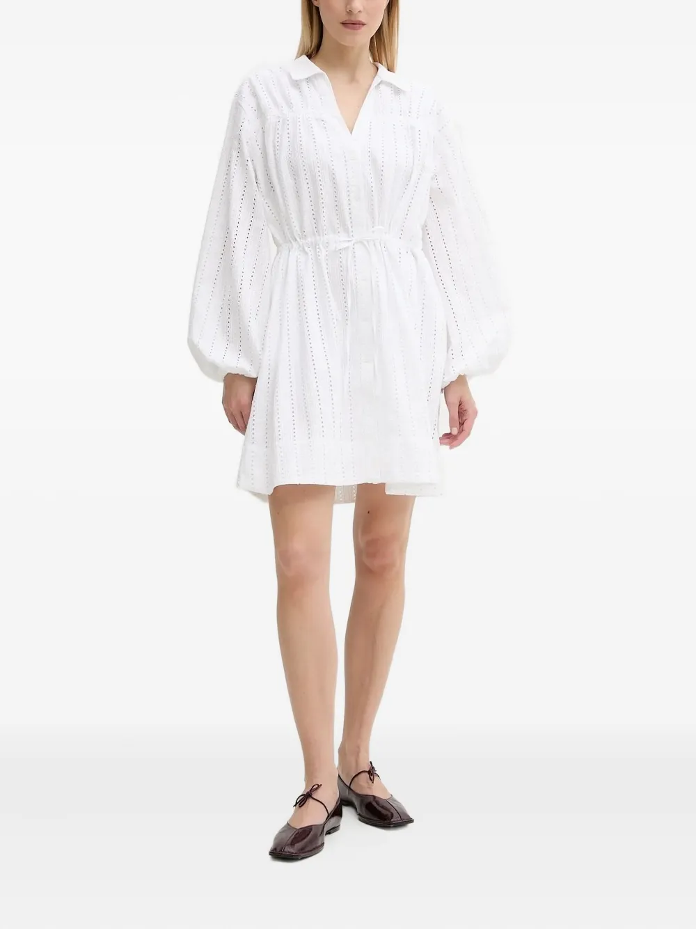 SAMSOE SAMSOE Samanarola mini-jurk met ringlets - Wit
