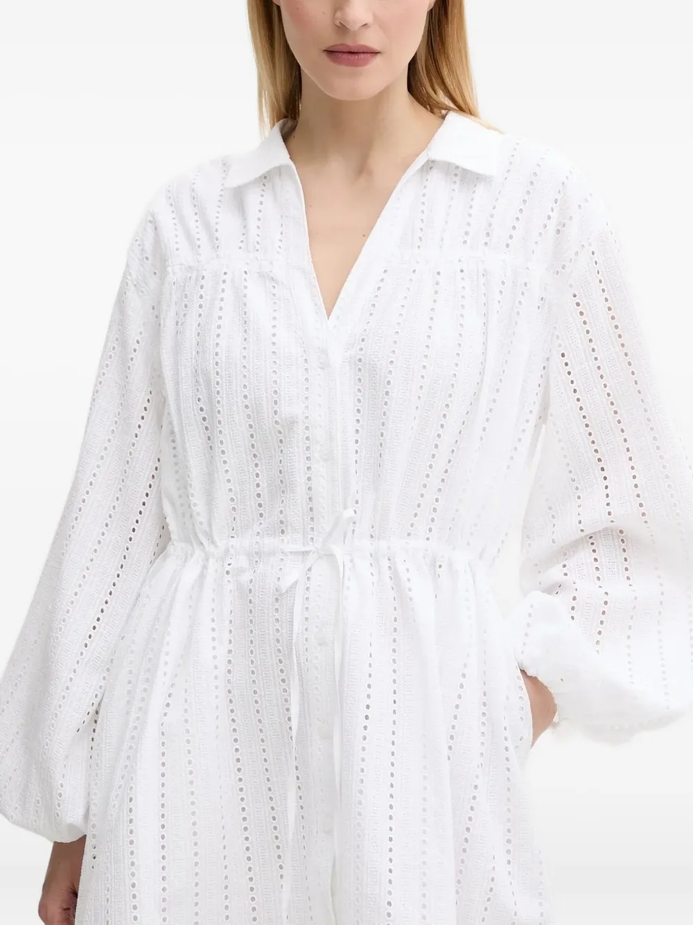 SAMSOE Samanarola eyelet detailing mini dress Wit