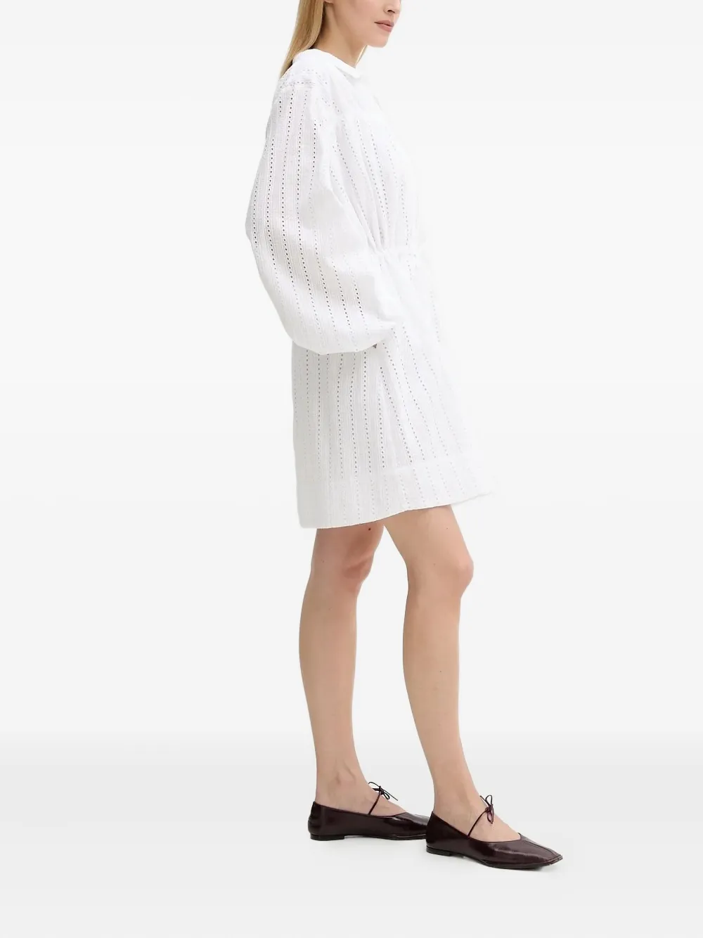 SAMSOE Samanarola eyelet detailing mini dress Wit