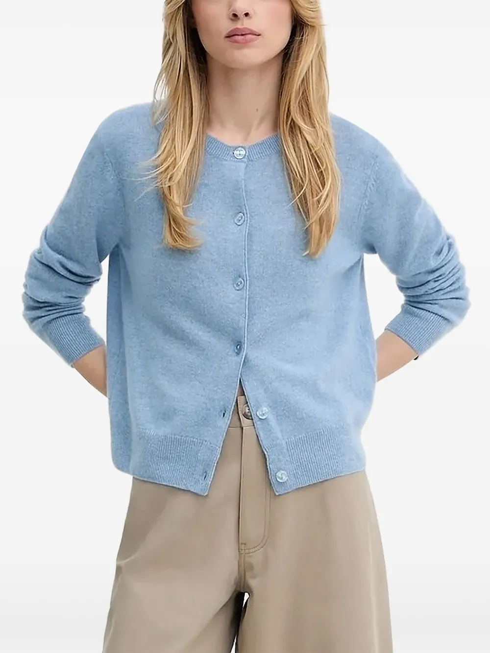 SAMSOE SAMSOE button-front cashmere cardigan | Blue | Image 1