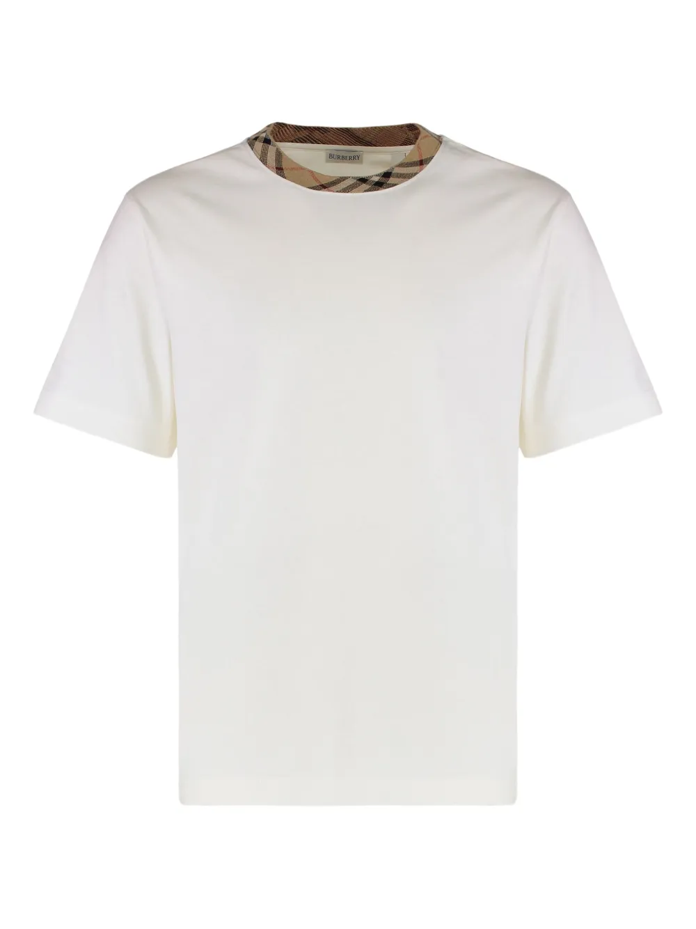 Burberry check-trimmed crew-neck T-shirt Wit