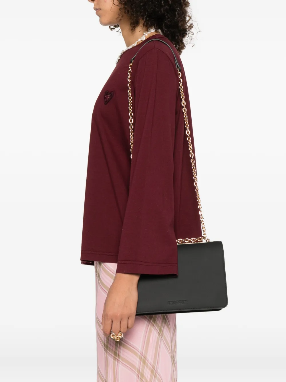 Love Moschino Schoudertas met logoplakkaat Zwart