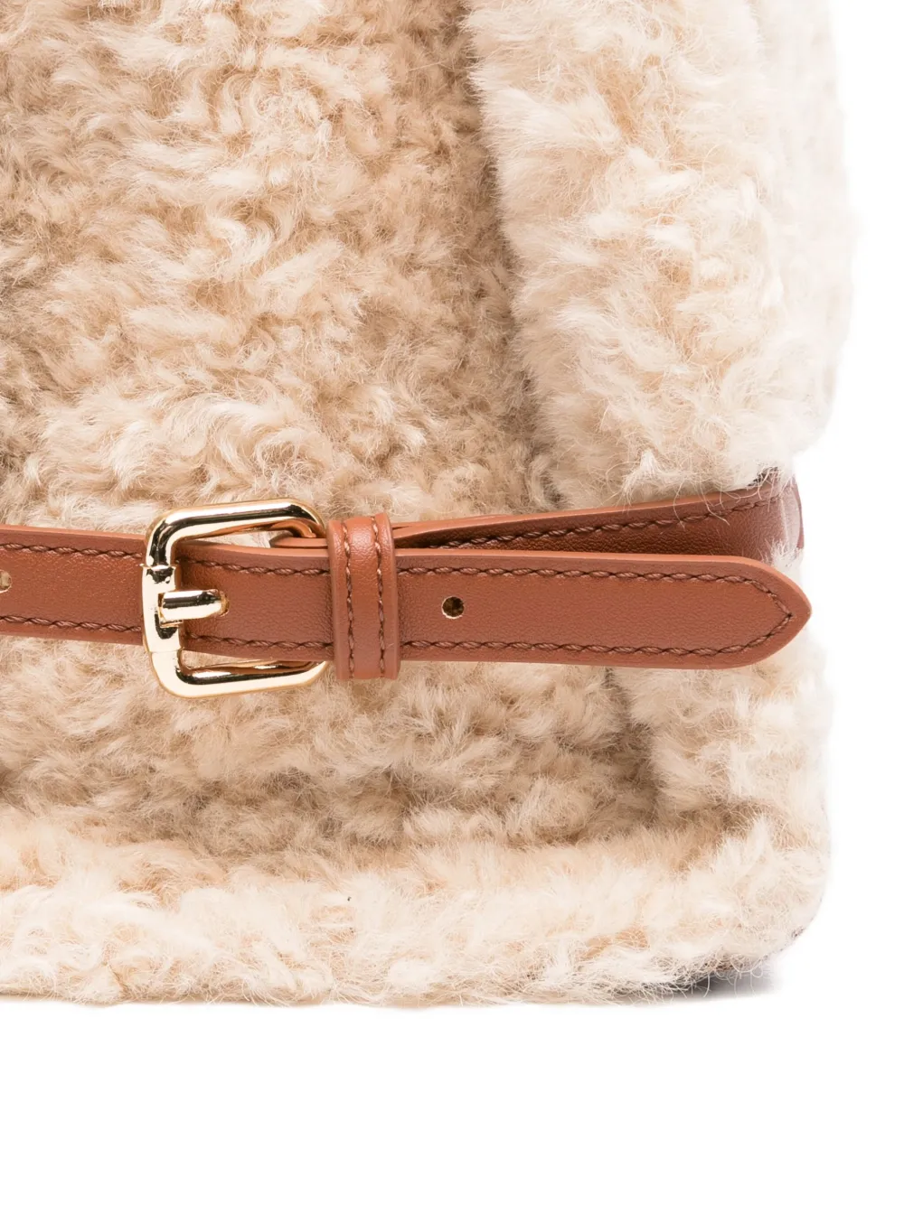 TWINSET shearling top-handle tote bag Beige