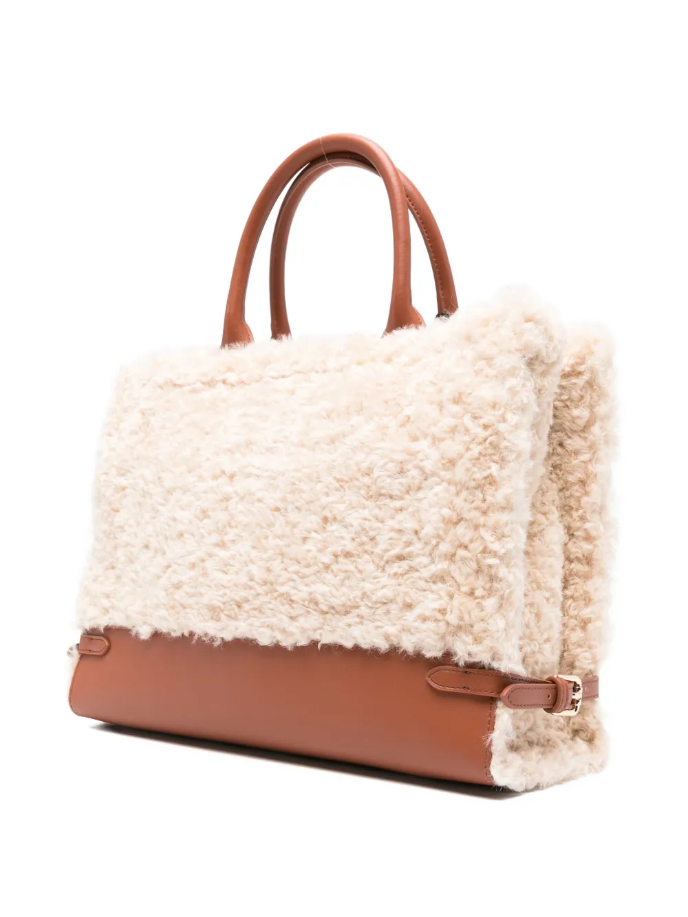 TWINSET shearling top-handle tote bag Beige