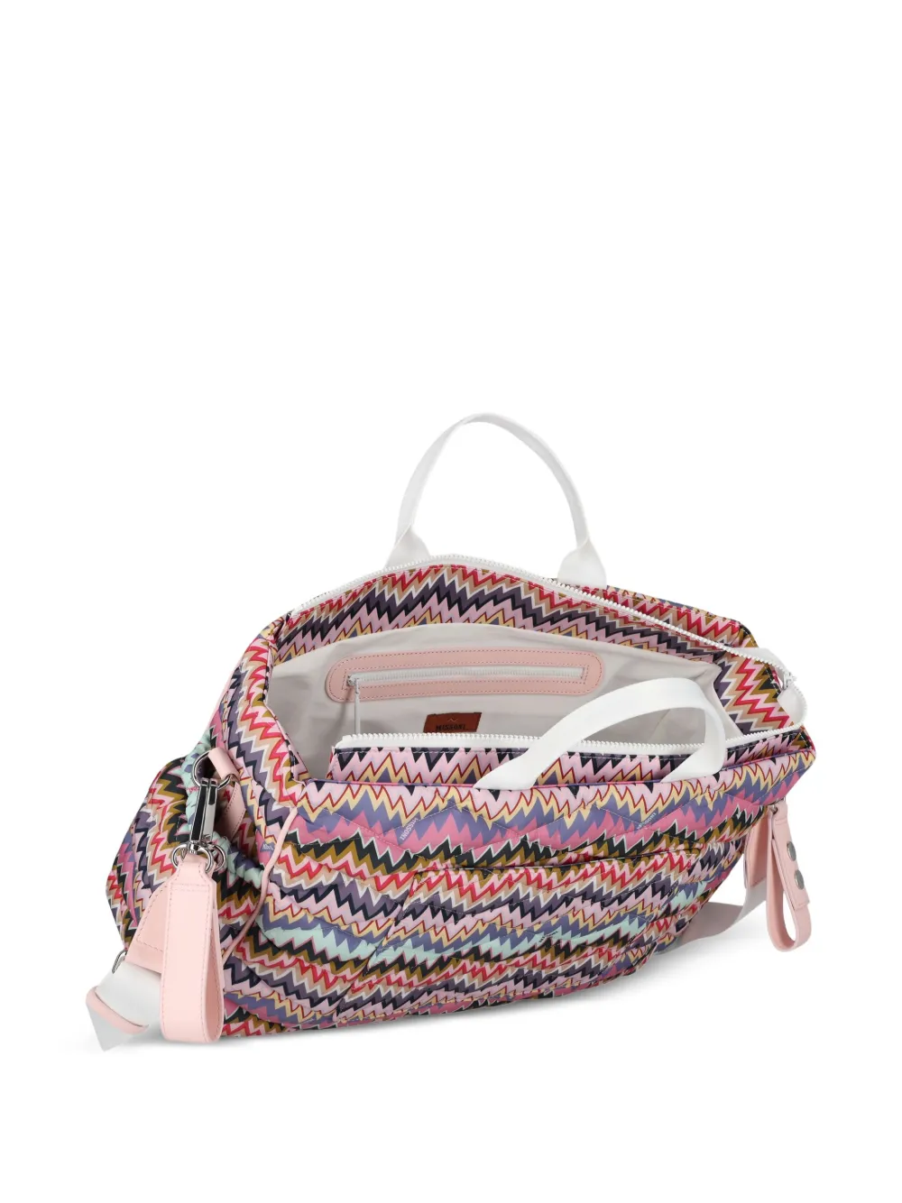 Missoni Kids Gewatteerde luiertas met zigzag-patroon Roze