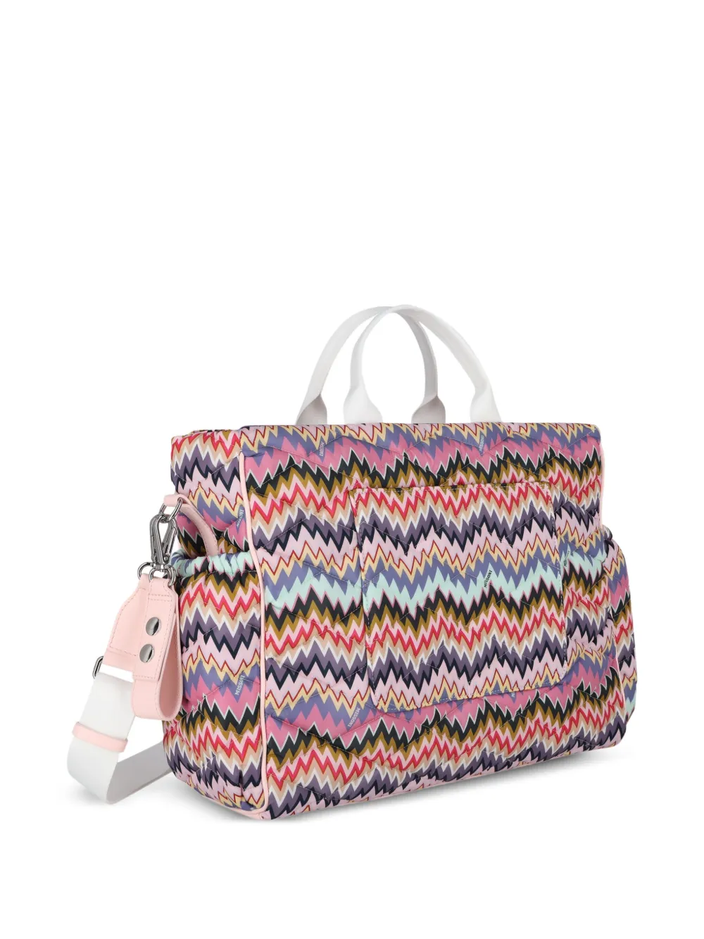 Missoni Kids Gewatteerde luiertas met zigzag-patroon Roze