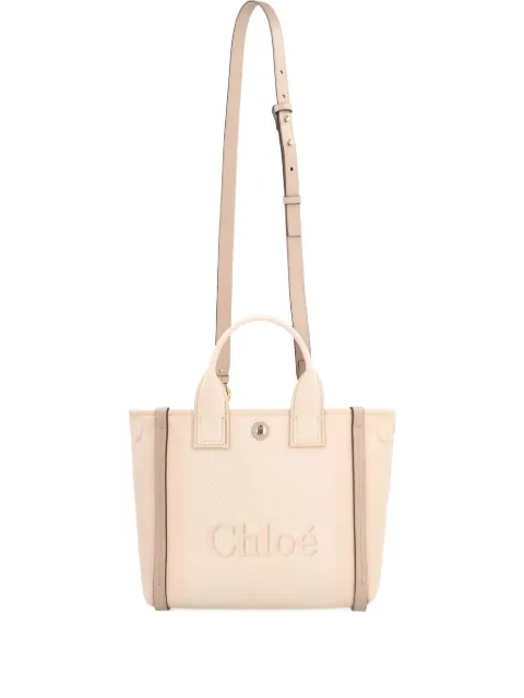 Chloé small Carry logo-embossed canvas tote bag