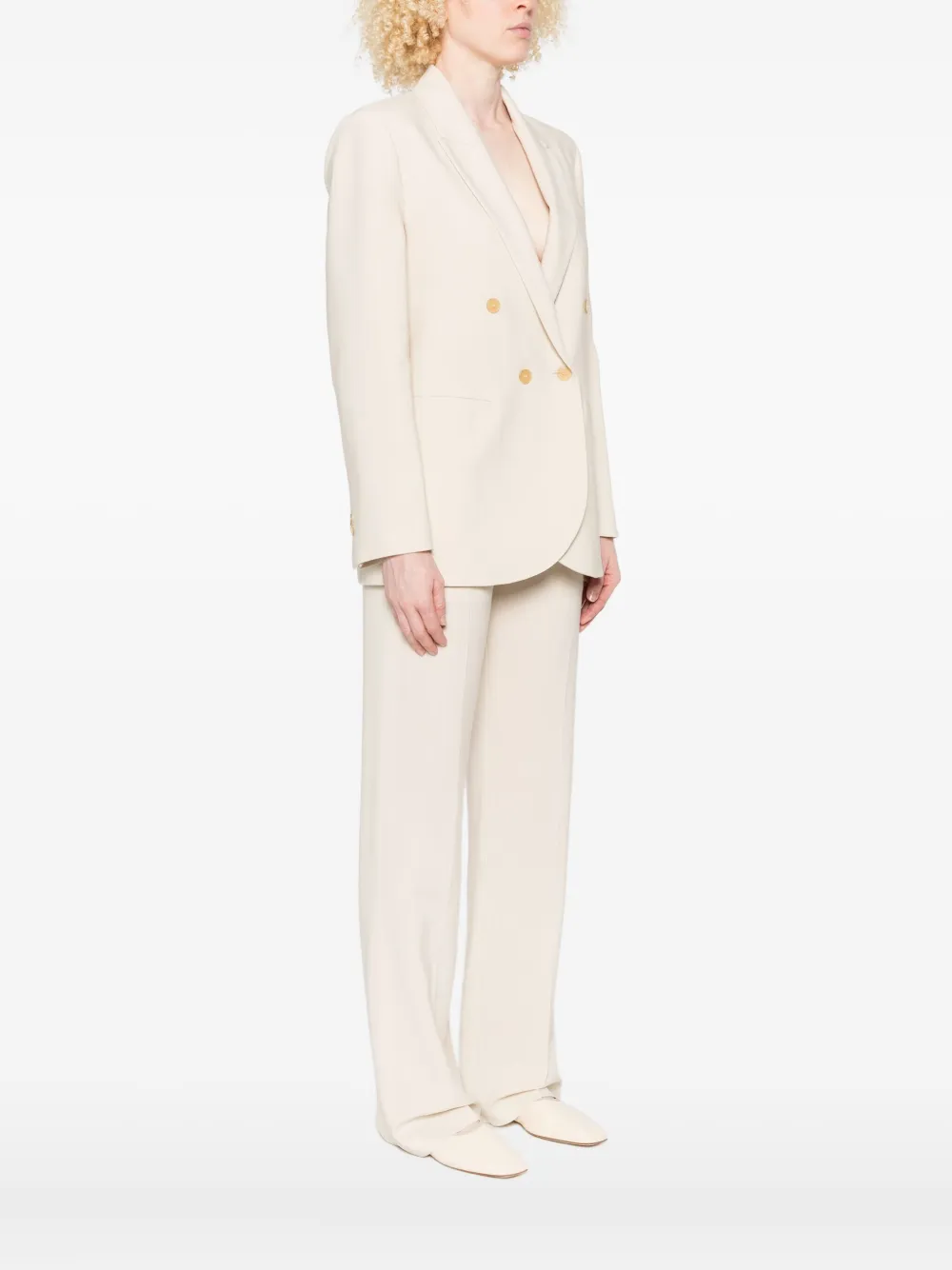 Forte Forte Double-breasted Button Jacket In Neutral