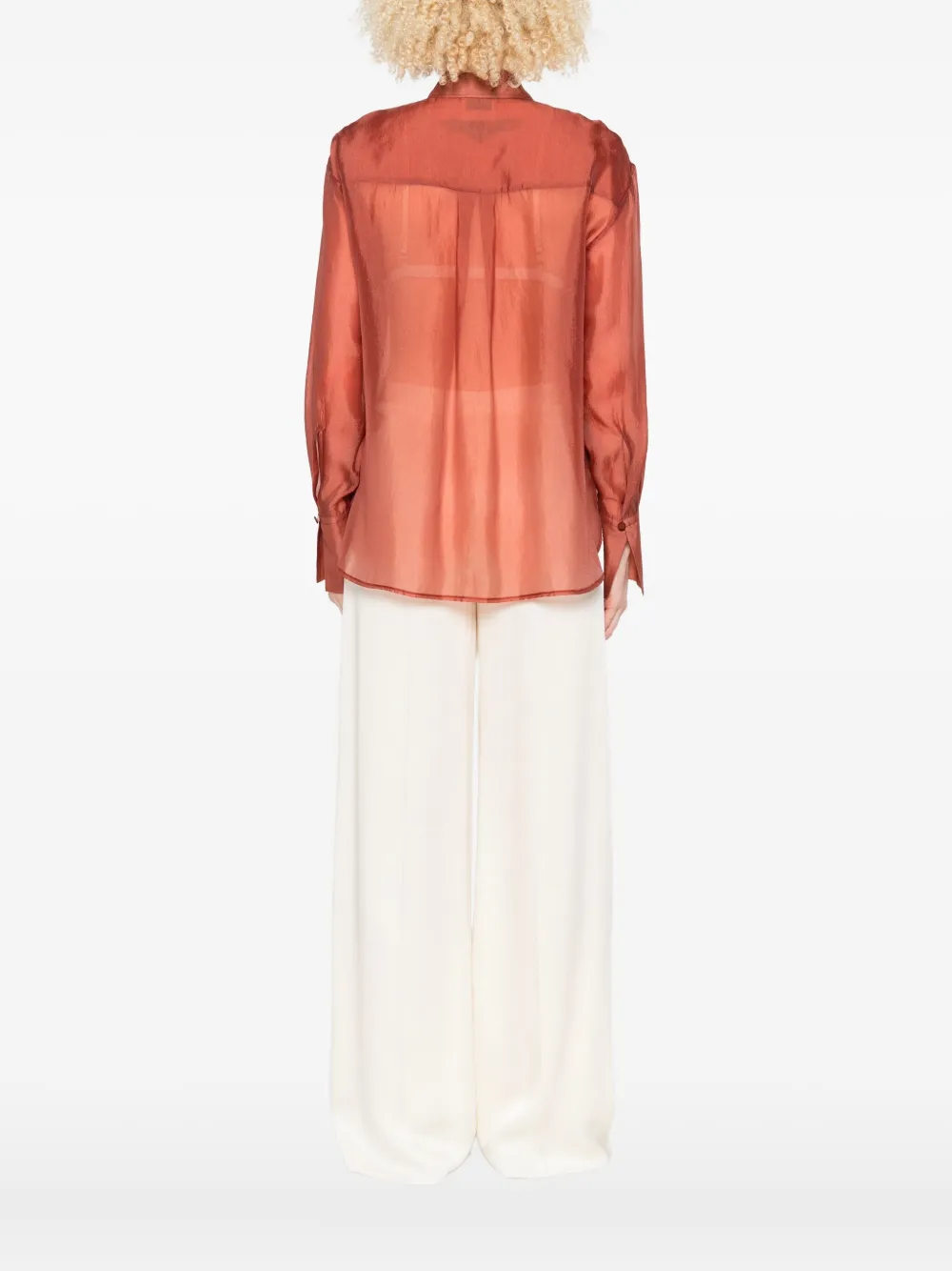 Forte Forte Contemporary Organza Masculine Shirt In Brown