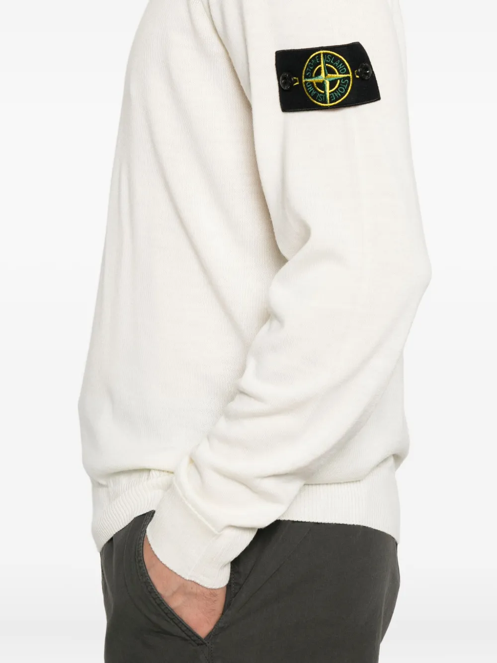 Stone Island 5100071 patch-pocket wool sweater Beige