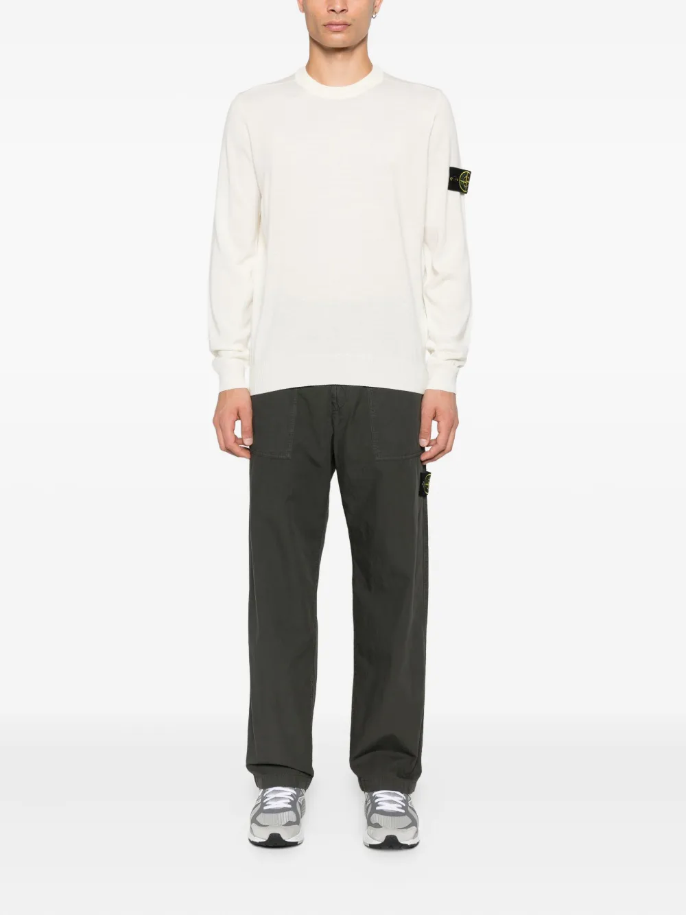 Stone Island 5100071 patch-pocket wool sweater Beige