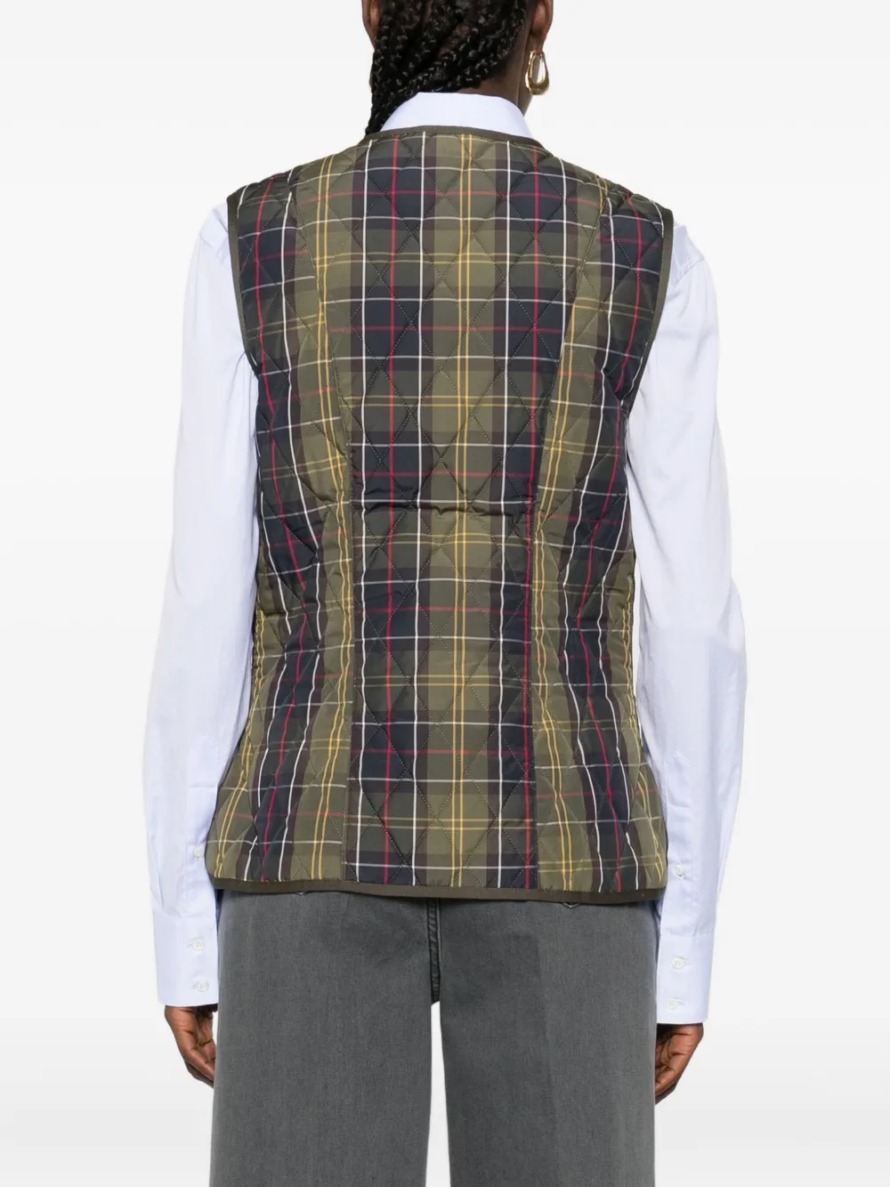 Barbour Quilted Tartan Gilet In Green