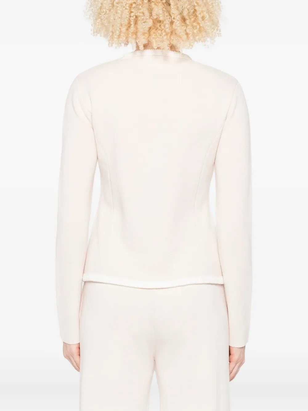 Forte pocket-trimmed button cardigan Roze
