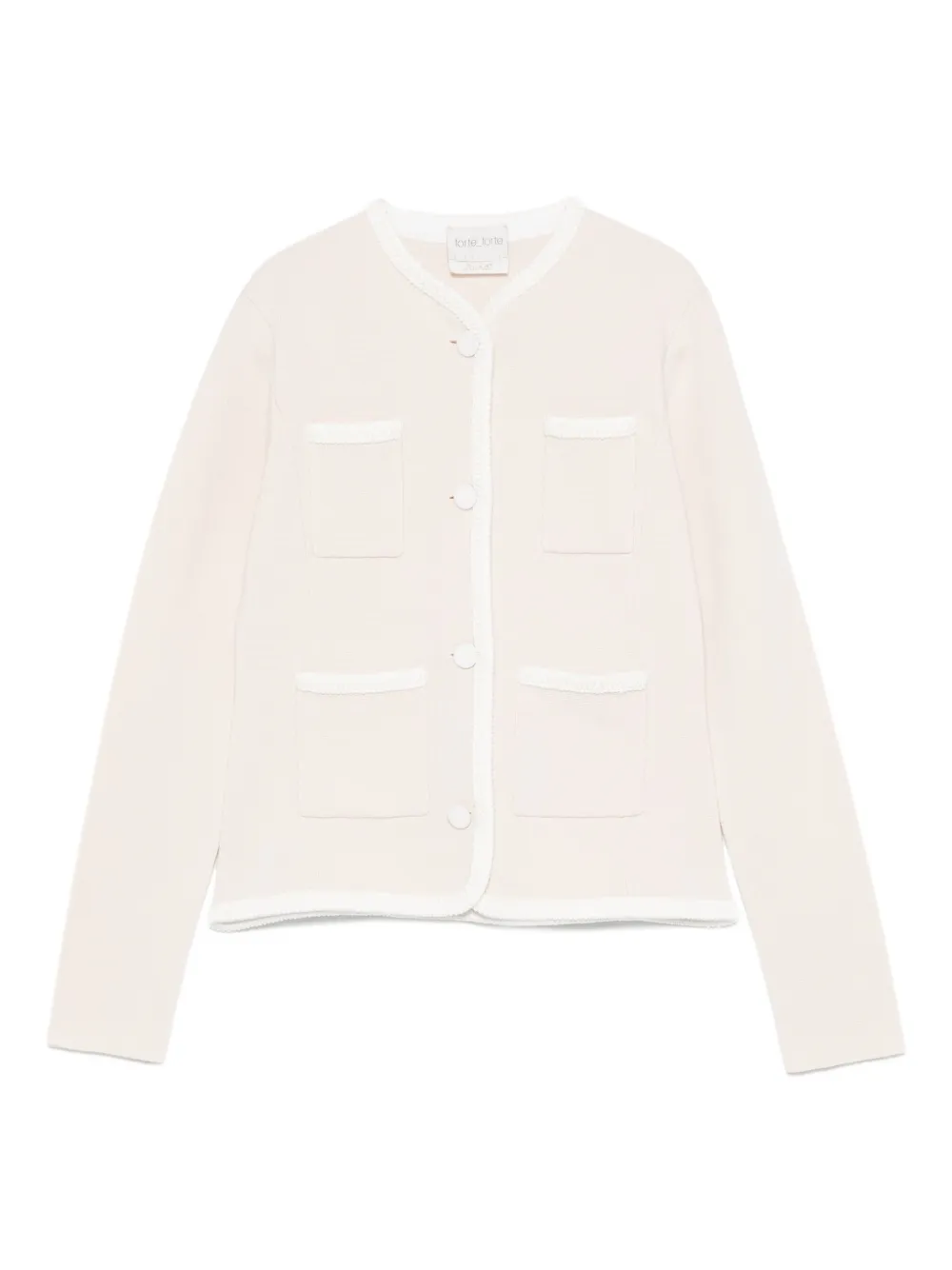 Forte pocket-trimmed button cardigan Roze