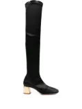 Forte Forte 55mm satin gold-heel knee-high boots - Black