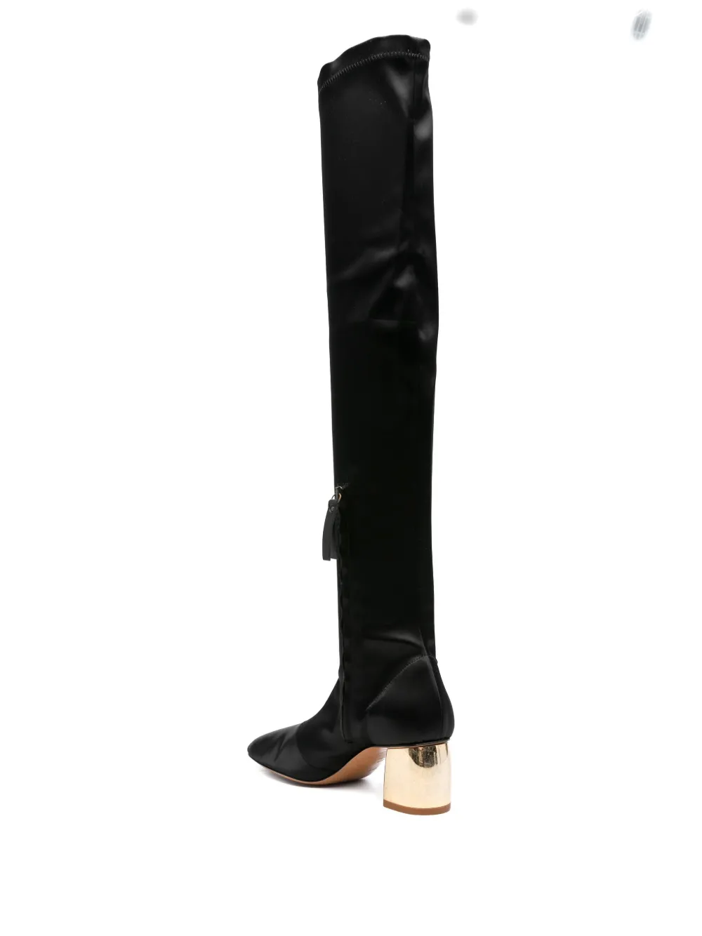 Forte 55mm satin gold-heel knee-high boots Black