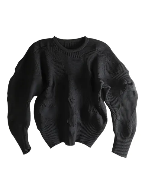 Issey Miyake top tejido de canalé con paneles