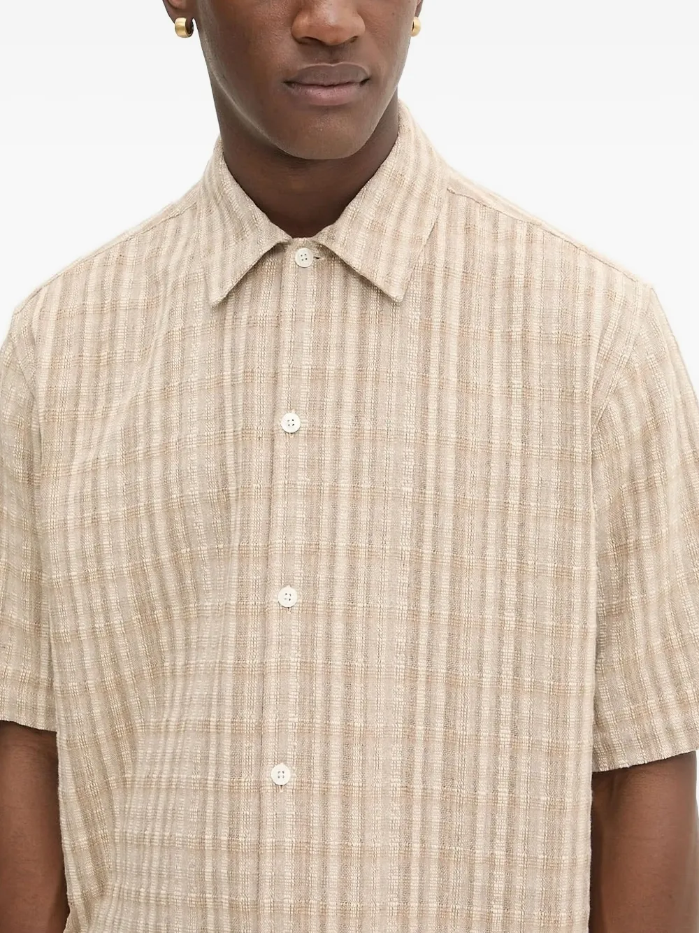 SAMSOE checked short-sleeve shirt Beige
