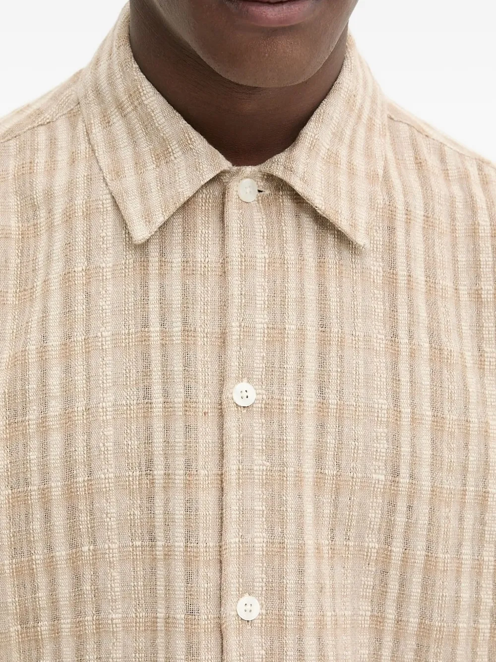 SAMSOE checked short-sleeve shirt Beige
